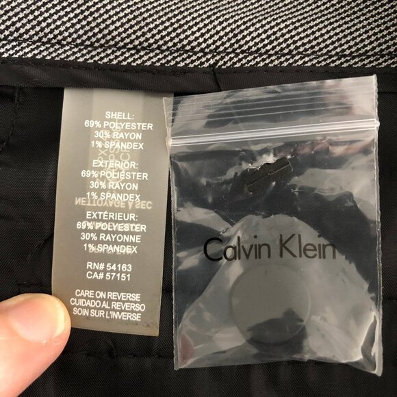 Calvin Klein bcr Classic Slim Leg Glen Check Trouser Pants Grey Black Sz 6 NWT - Picture 11 of 14